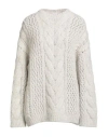 Brunello Cucinelli Woman Sweater Light Grey Size M Alpaca Wool, Polyamide, Wool, Brass In Neutral