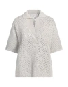 Brunello Cucinelli Open-knit Cotton Polo Sweater In Grey