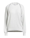 Brunello Cucinelli Woman Sweater Light Grey Size M Cotton, Ecobrass In Gray