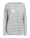 Brunello Cucinelli Woman Sweater Light Grey Size M Linen, Cotton, Polyester In Grey