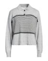 Brunello Cucinelli Woman Sweater Light Grey Size M Linen, Cotton, Viscose, Polyester In Grey