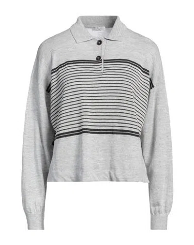 Brunello Cucinelli Woman Sweater Light Grey Size M Linen, Cotton, Viscose, Polyester