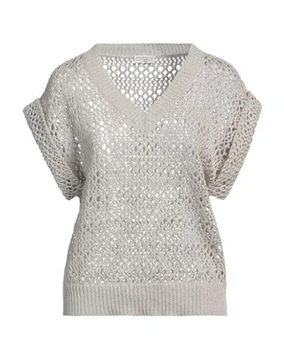 Brunello Cucinelli Woman Sweater Light Grey Size M Linen, Silk, Cotton, Elastane