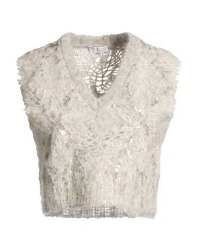 Brunello Cucinelli Woman Sweater Light Grey Size M Mohair Wool, Wool, Polyamide In Gray