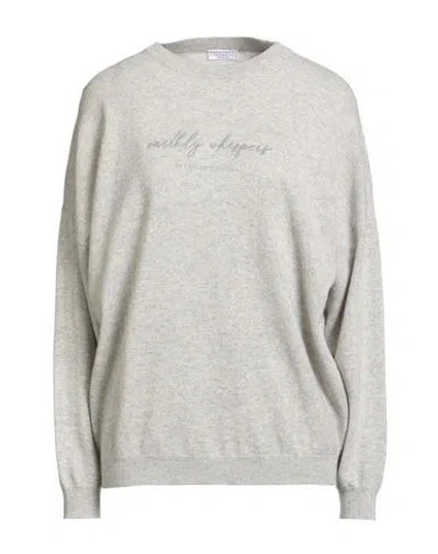 Brunello Cucinelli Woman Sweater Light Grey Size M Virgin Wool, Cashmere, Silk In Gray