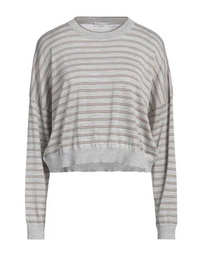 Brunello Cucinelli Woman Sweater Light Grey Size M Virgin Wool, Cashmere, Viscose, Polyester