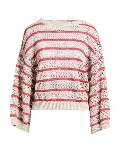 Brunello Cucinelli Woman Sweater Light Grey Size Xl Linen, Nylon In Red