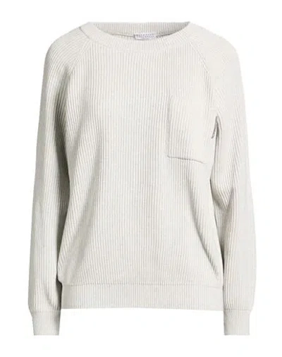 Brunello Cucinelli Woman Sweater Light Grey Size Xxl Cotton, Ecobrass In Gray