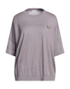 Brunello Cucinelli Woman Sweater Mauve Size Xl Cashmere, Silk, Hemp, Brass In Purple