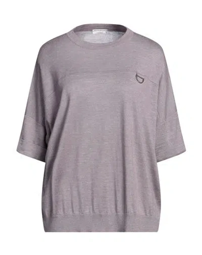 Brunello Cucinelli Woman Sweater Mauve Size Xl Cashmere, Silk, Hemp, Brass In Purple