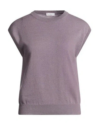 Brunello Cucinelli Woman Sweater Lilac Size M Cashmere In Purple