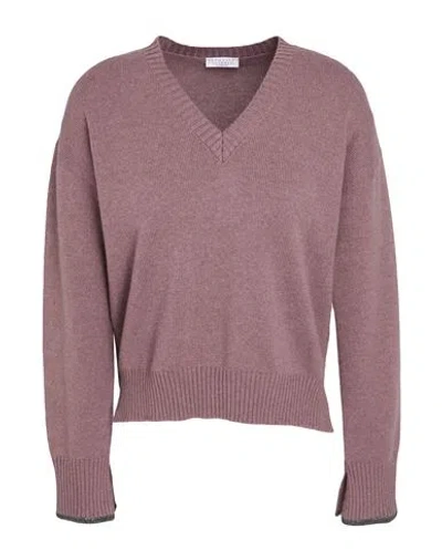Brunello Cucinelli Woman Sweater Mauve Size L Cashmere In Purple