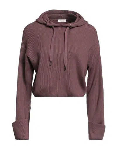 Brunello Cucinelli Woman Sweater Mauve Size M Cotton, Brass In Purple