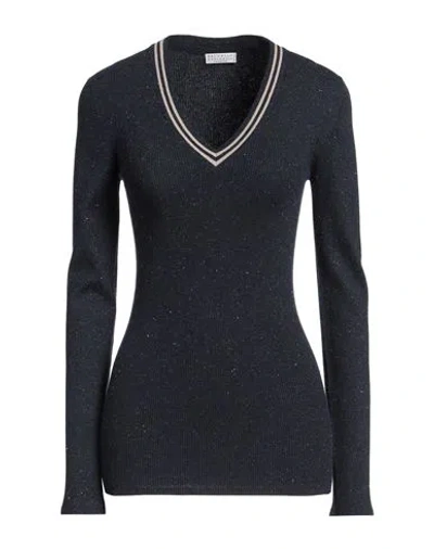 Brunello Cucinelli Woman Sweater Midnight Blue Size M Cashmere, Viscose, Polyester