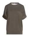 Brunello Cucinelli Woman Sweater Military Green Size L Linen, Polyamide, Polyester In Green