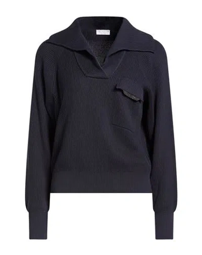 Brunello Cucinelli Woman Sweater Navy Size M Cotton In Blue