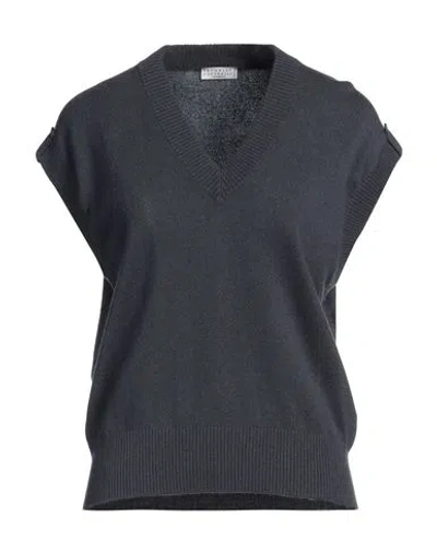 Brunello Cucinelli Woman Sweater Navy Size L Cashmere, Brass, Ecobrass
