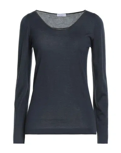 Brunello Cucinelli Woman Sweater Navy Size Xxl Cashmere, Silk In Blue