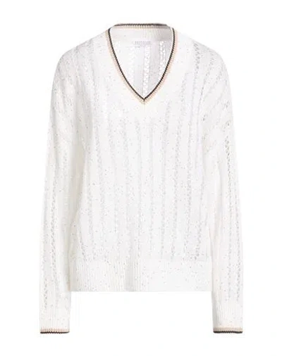Brunello Cucinelli Woman Sweater Off White Size L Linen, Nylon, Cotton, Polyester