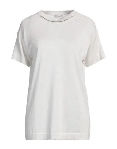 Brunello Cucinelli Woman Sweater Off White Size M Cashmere, Silk, Ecobrass