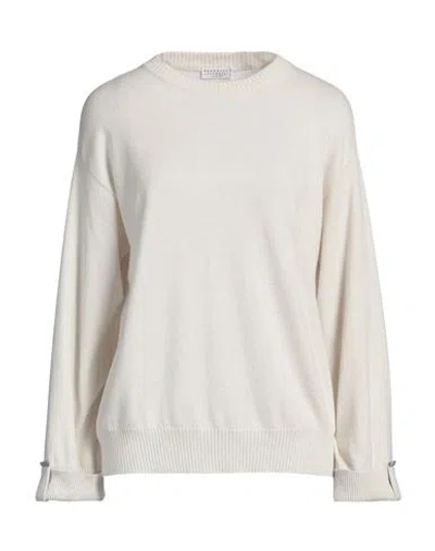 Brunello Cucinelli Woman Sweater Off White Size L Cashmere, Brass, Ecobrass