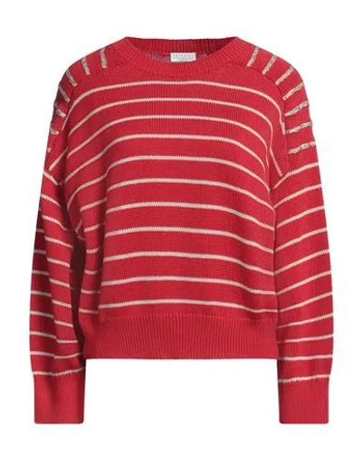 Brunello Cucinelli Woman Sweater Red Size M Cotton, Polyester In Red