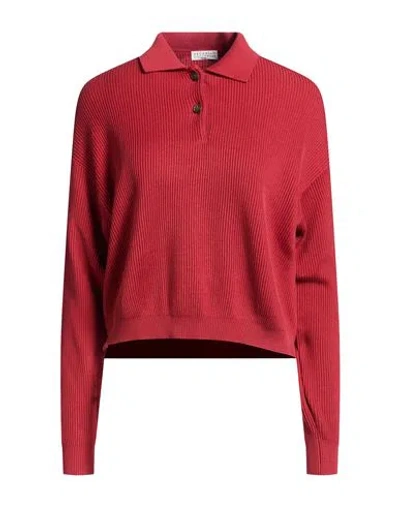 Brunello Cucinelli Woman Sweater Red Size Xxl Cotton, Brass In Purple