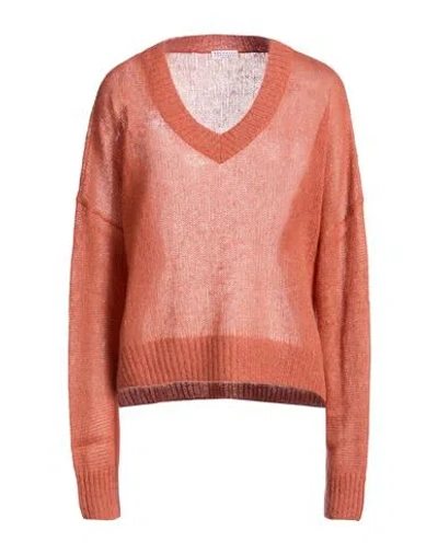 Brunello Cucinelli Woman Sweater Rust Size Xl Mohair Wool, Polyamide, Wool, Ecobrass In Brown