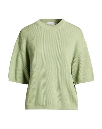 Brunello Cucinelli Woman Sweater Sage Green Size Xxl Cotton, Brass