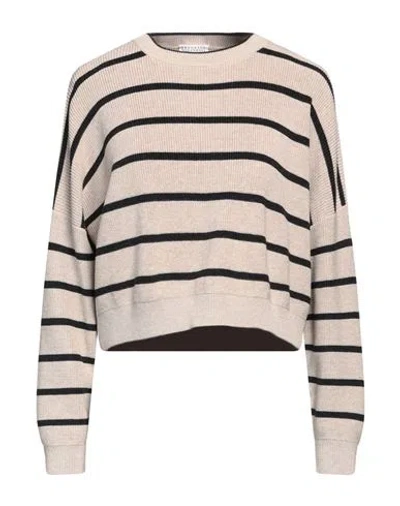 Brunello Cucinelli Woman Sweater Sand Size 3xl Cotton In Beige