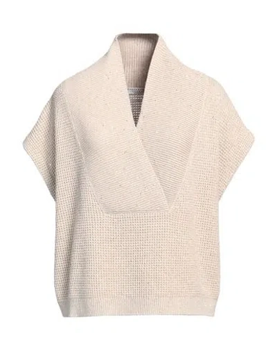 Brunello Cucinelli Woman Sweater Sand Size M Cashmere, Wool, Polyester, Polyamide In Beige