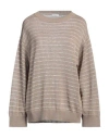 Brunello Cucinelli Woman Sweater Sand Size M Cotton, Polyester, Polyamide In Beige