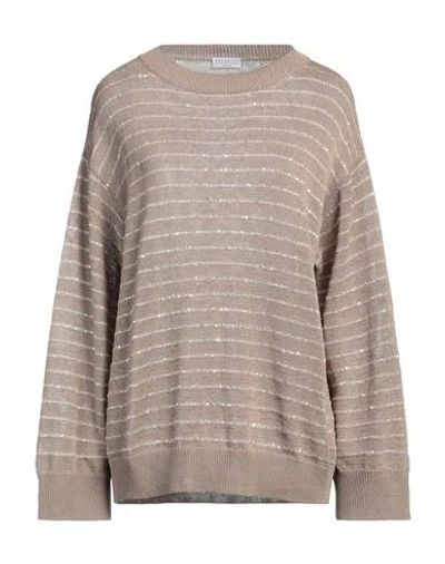 Brunello Cucinelli Woman Sweater Sand Size M Cotton, Polyester, Polyamide In Beige