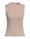 Brunello Cucinelli Woman T-shirt Beige Size S Cotton, Brass In Beige