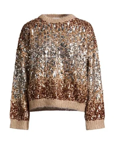 Brunello Cucinelli Woman Sweater Sand Size Xs Mohair Wool, Polyamide, Wool