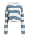 Brunello Cucinelli Woman Sweater Slate Blue Size L Cotton, Polyester In Blue