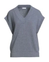 Brunello Cucinelli Woman Sweater Slate Blue Size M Cashmere, Brass In Blue