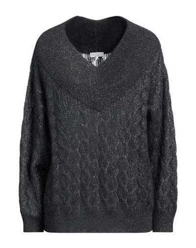 Brunello Cucinelli Woman Sweater Slate Blue Size Xl Mohair Wool, Polyamide, Wool, Metallic Fiber