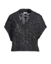 Brunello Cucinelli Woman Sweater Charcoal Size L Silk, Linen, Polyamide, Polyester In Grey