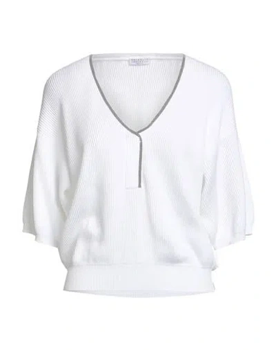 Brunello Cucinelli Woman Sweater White Size 3xl Cotton, Brass