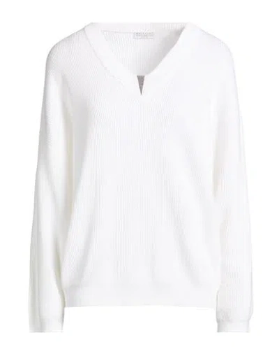 Brunello Cucinelli Woman Sweater White Size L Cotton, Brass