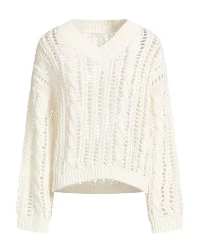 Brunello Cucinelli Woman Sweater White Size L Jute, Cotton, Polyamide