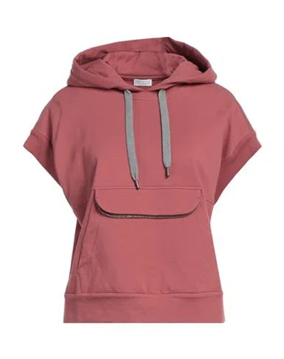 Brunello Cucinelli Woman Sweatshirt Antique Rose Size M Cotton, Elastane, Brass In Pink