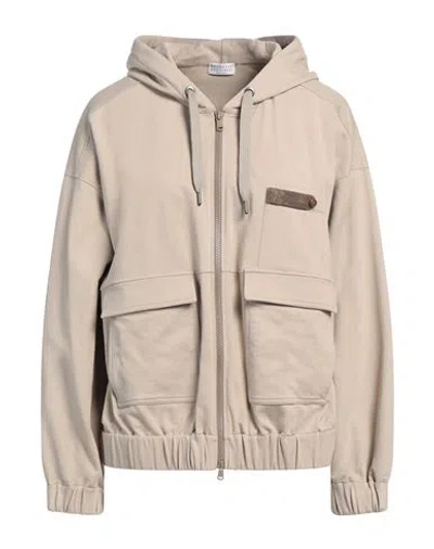 Brunello Cucinelli Woman Sweatshirt Beige Size Xs Cotton, Elastane, Brass, Acetate, Silk