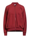 Brunello Cucinelli Woman Sweatshirt Brick Size L Cotton, Elastane, Acetate, Silk, Ecobrass In Red