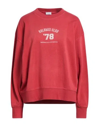 Brunello Cucinelli Woman Sweatshirt Brick Size M Cotton In Red