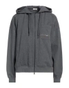 Brunello Cucinelli Woman Sweatshirt Charcoal Size M Cotton, Elastane, Ecobrass In Grey