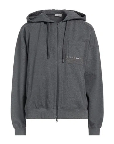 Brunello Cucinelli Woman Sweatshirt Charcoal Size M Cotton, Elastane, Ecobrass In Grey