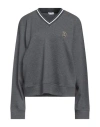 Brunello Cucinelli Woman Sweatshirt Grey Size 3xl Cotton, Polyamide In Gray