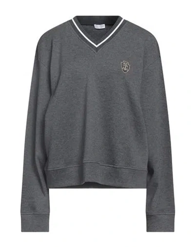 Brunello Cucinelli Woman Sweatshirt Grey Size 3xl Cotton, Polyamide In Gray
